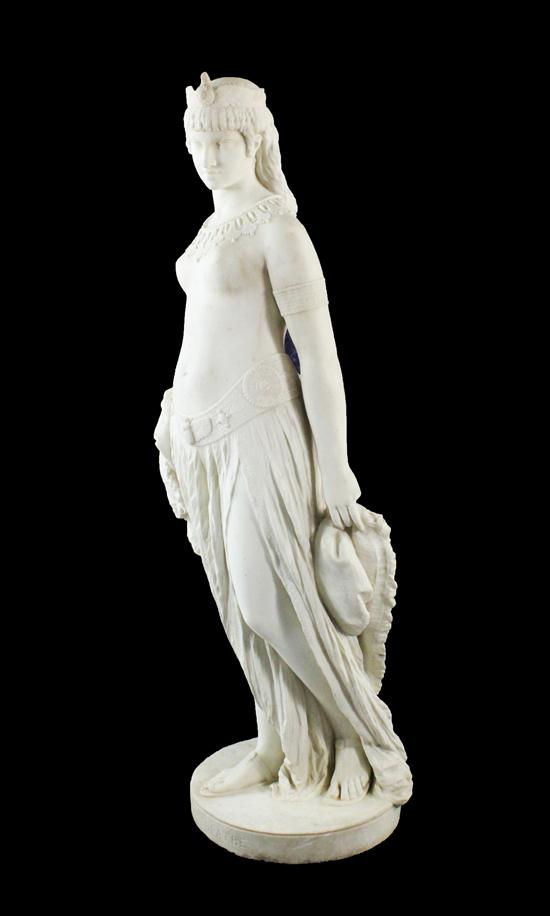 A carved marble statue of Cleopatre, 44ins